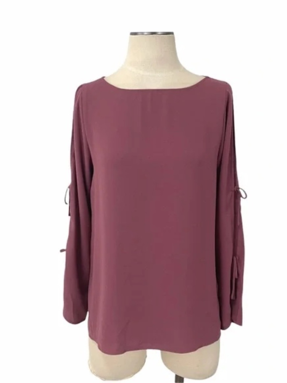 Aritzia Wilfred Pozzi Airy Blouse in Deep Pink (Mauve) with Arm Tie Details